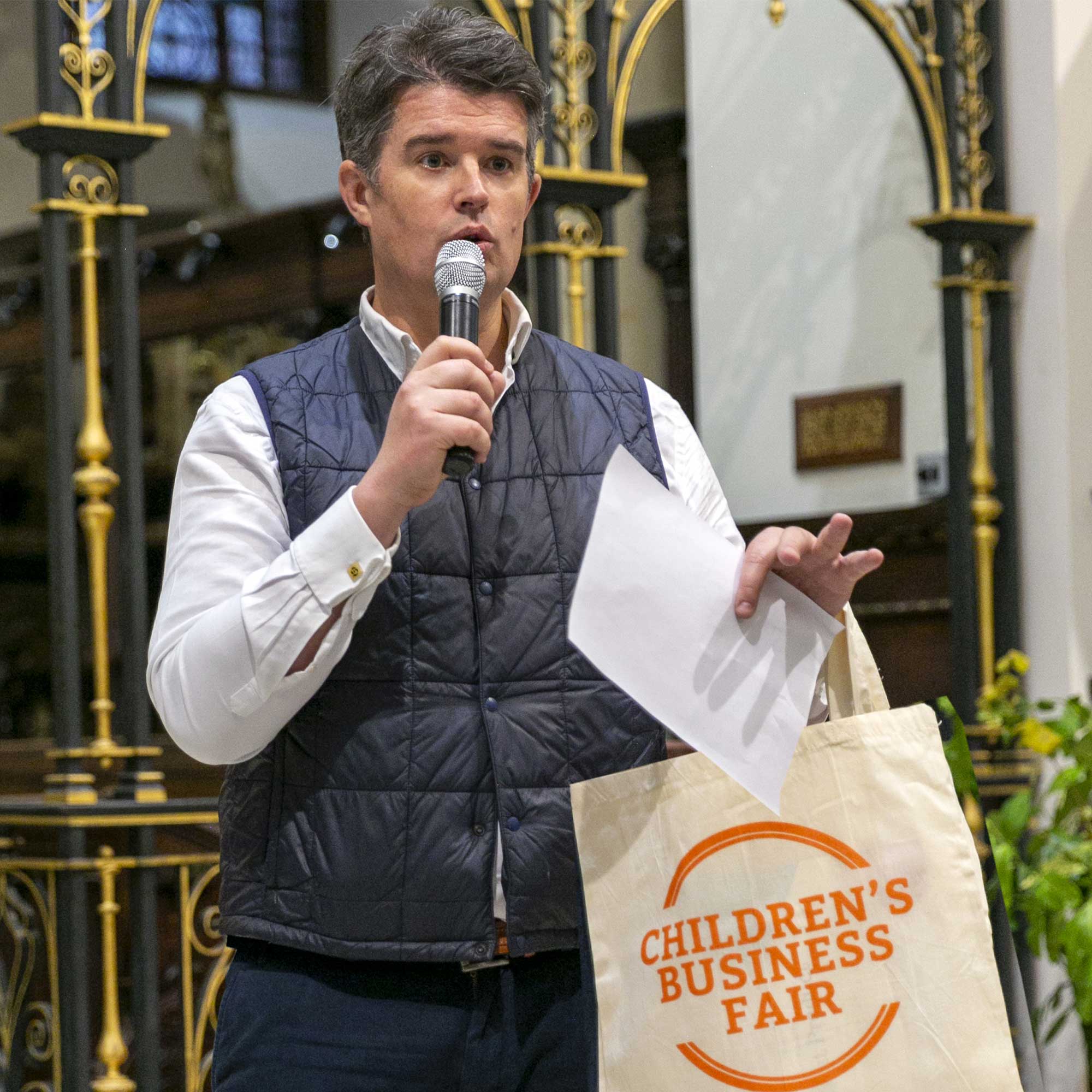 Sam speaking at Childrens Business Fair November