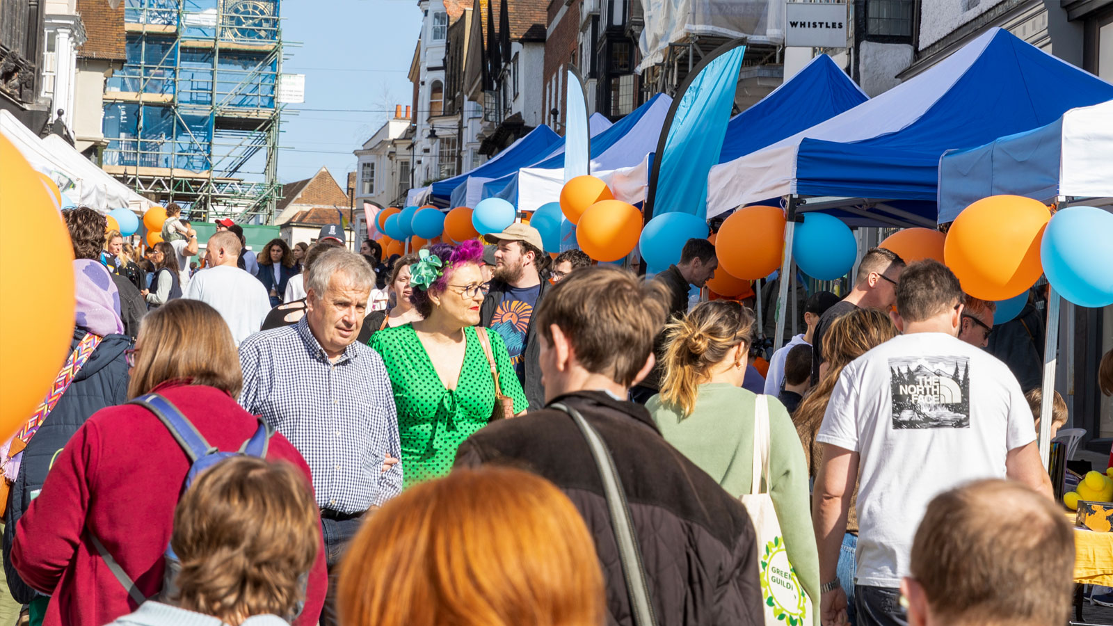 Busy Guildford High Street during the Young Business Showcase