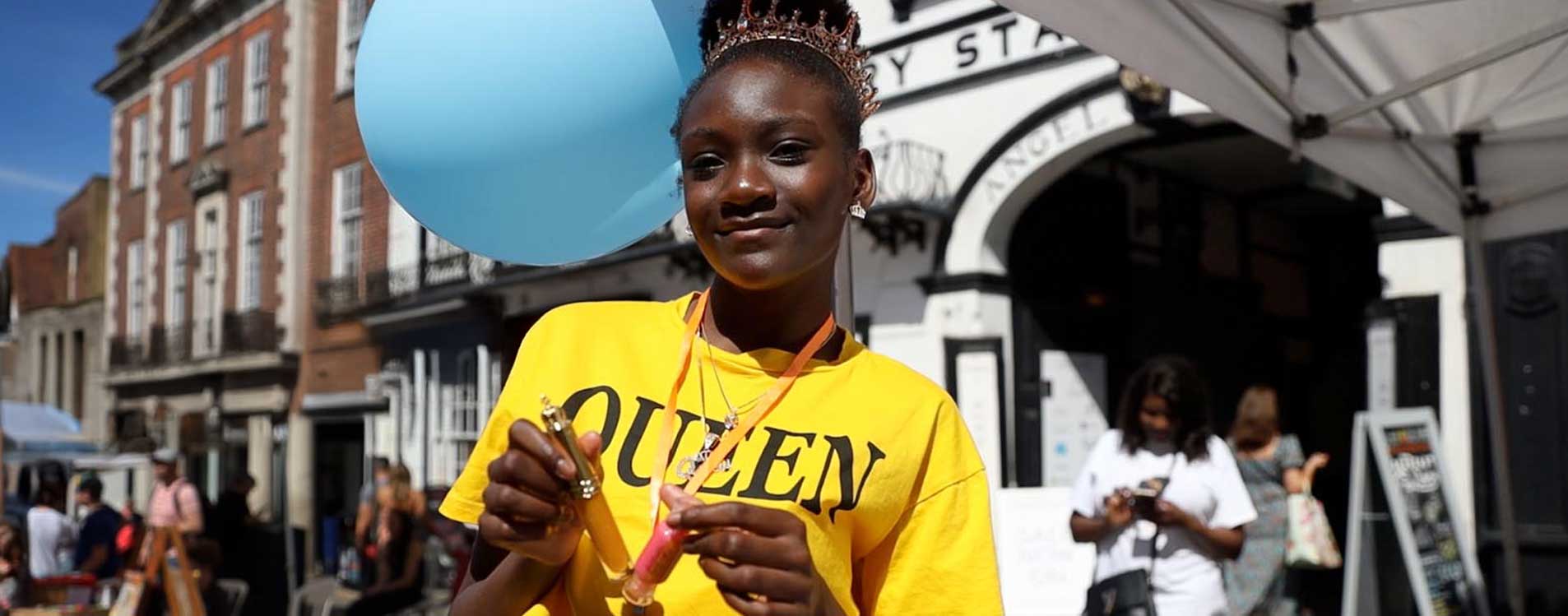 Young-entrepreneur-in-yellow-tshirt at the Young Business Showcase